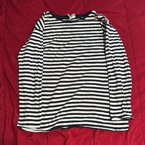 H&M Black and White Striped Long Sleeve Tee
